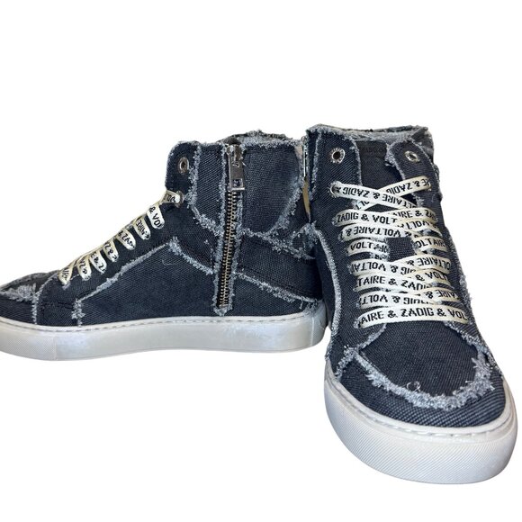 Zadig & Voltaire High Flash Canvas Noir Sneakers New in Box - Picture 7 of 11